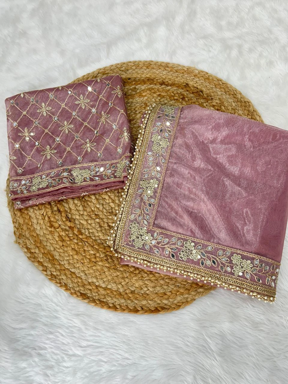 Designer Tissue Silk Fabric Saree With Mirror Work Wholesale — Wholesale Sarees, MPA wholesale from Surat — Photo 3